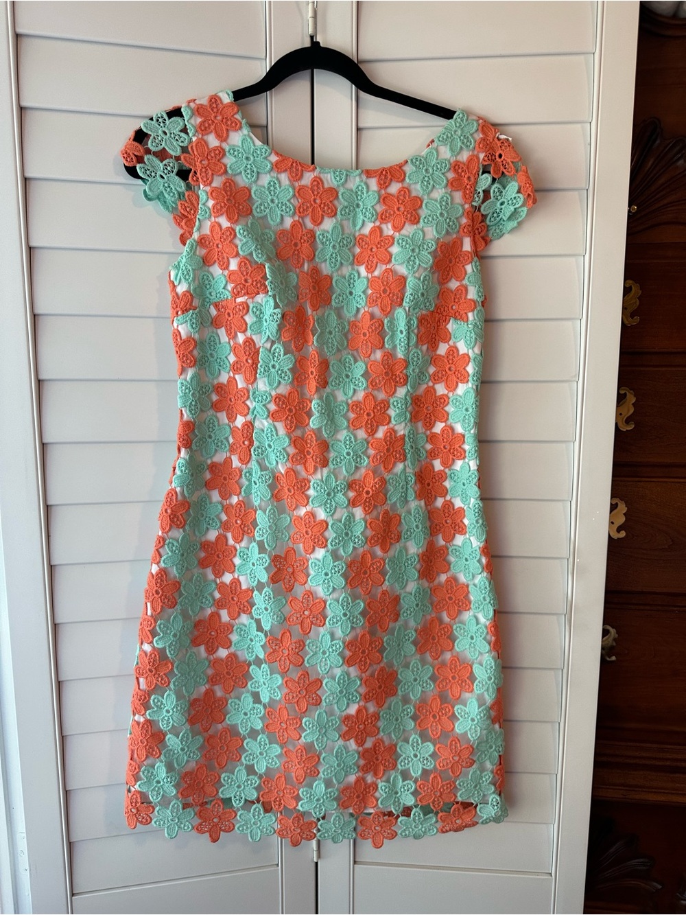 Lilly Pulitzer Coral and Mint Floral Lace Sheath Dress